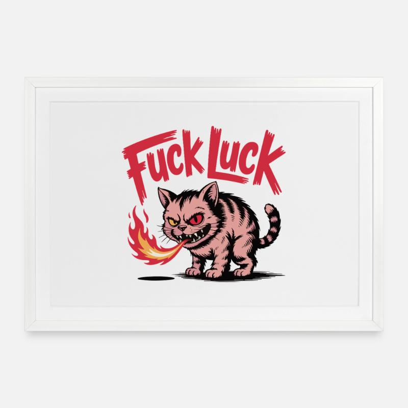 Fiery Cat with Bold Text Design - Framed poster (69 × 49 cm) - white