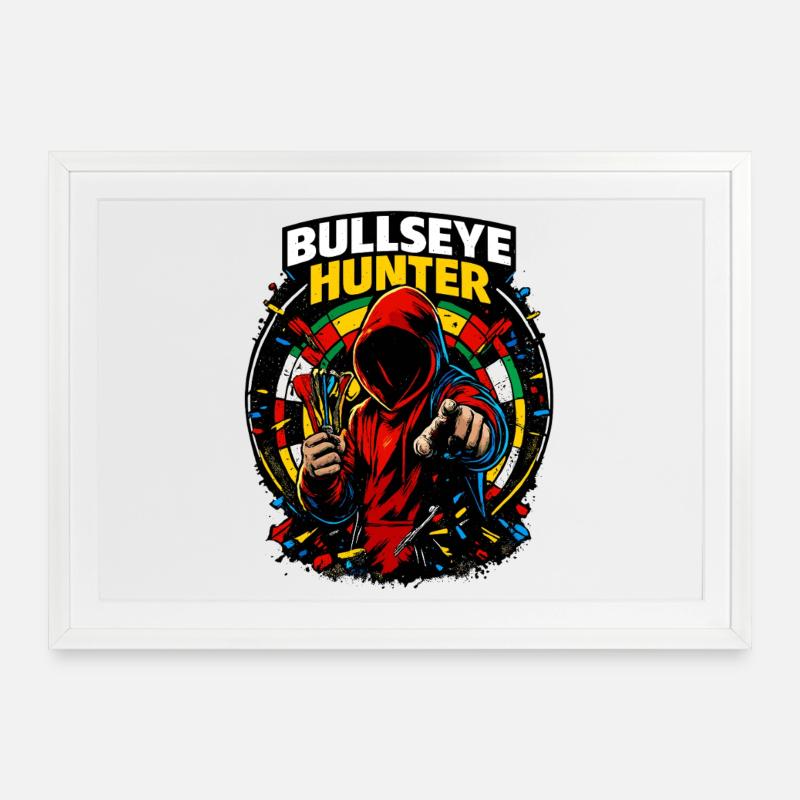 Dart Bullseye Hunter - Gerahmtes Poster (69 × 49 cm) - Weiß
