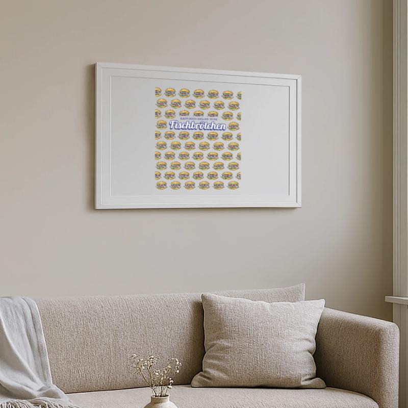 Fischbrötchen mit Matjes oder Bismarckhering Gerahmtes Poster (69 × 49 cm)