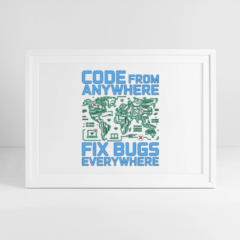 Remote Developer Code From Anywhere Remote Tech Gerahmtes Poster (69 × 49 cm)