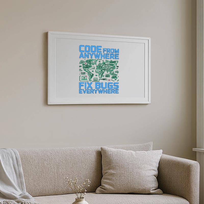 Remote Developer Code From Anywhere Remote Tech Gerahmtes Poster (69 × 49 cm)