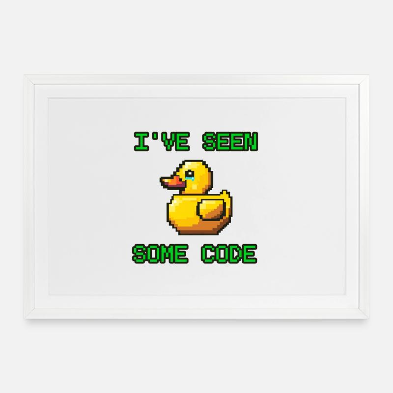 Pixel Duck J’ai vu du code - Affiche encadrée (69 × 49 cm) - blanc