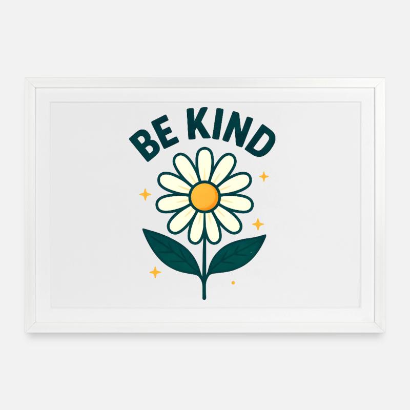 Inspirierende Blume mit Botschaft - Gerahmtes Poster (69 × 49 cm) - Weiß