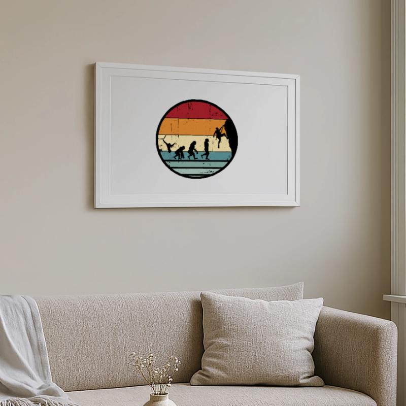 Evolution Climber Retro Circle Framed poster (69 × 49 cm)