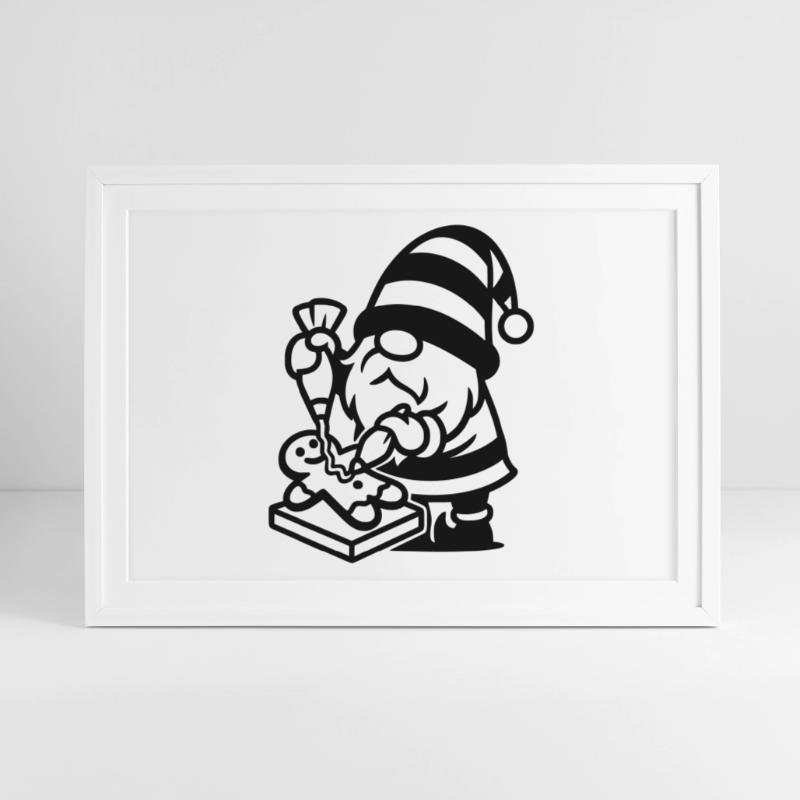 Gingerbread Baking Gnome Framed poster (69 × 49 cm)