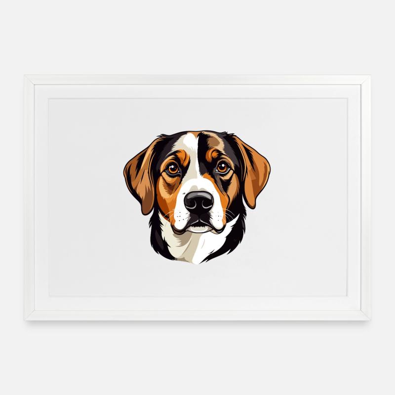 Beagle head vector illustration - Framed poster (69 × 49 cm) - white