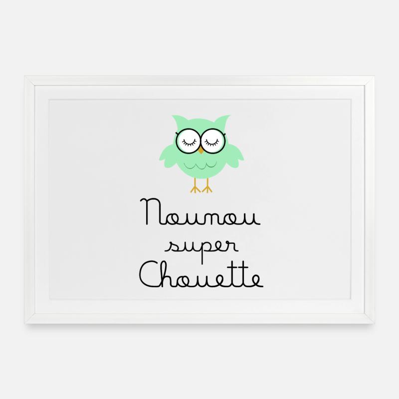 Nanny great owl - Framed poster (69 × 49 cm) - white