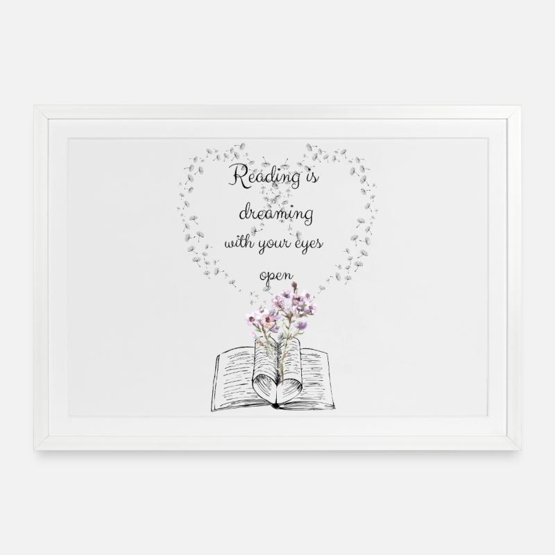 Lire, c’est rêver - Affiche encadrée (69 × 49 cm) - blanc