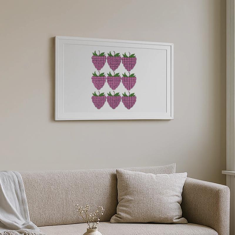 raspberry pattern textile Framed poster (69 × 49 cm)