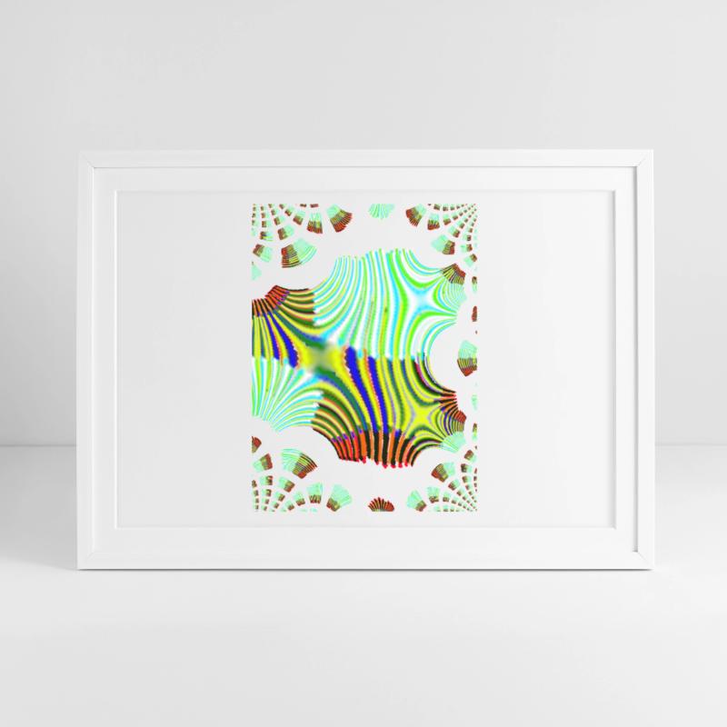 Psychedelic Neon Waves Pattern Framed poster (69 × 49 cm)