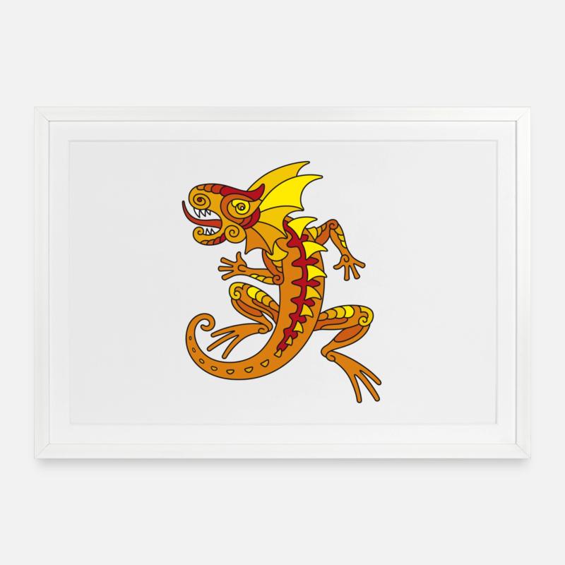 Echse (orange) - Framed poster (69 × 49 cm) - white