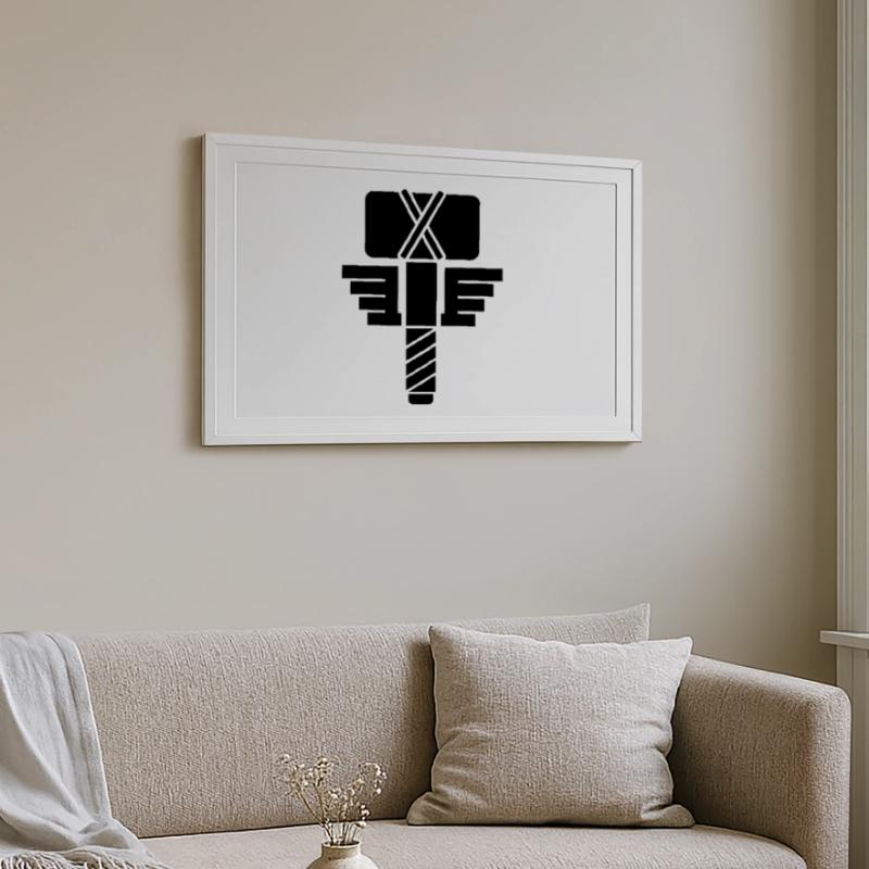 Thor Hammer – Wikinger Mjölnir Comic Superheld Gerahmtes Poster (69 × 49 cm)