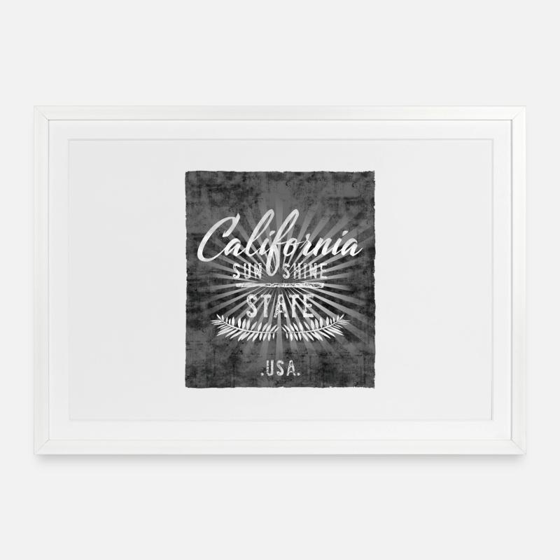 Conception de l’État de l’éclat du soleil de Californie - Affiche encadrée (69 × 49 cm) - blanc