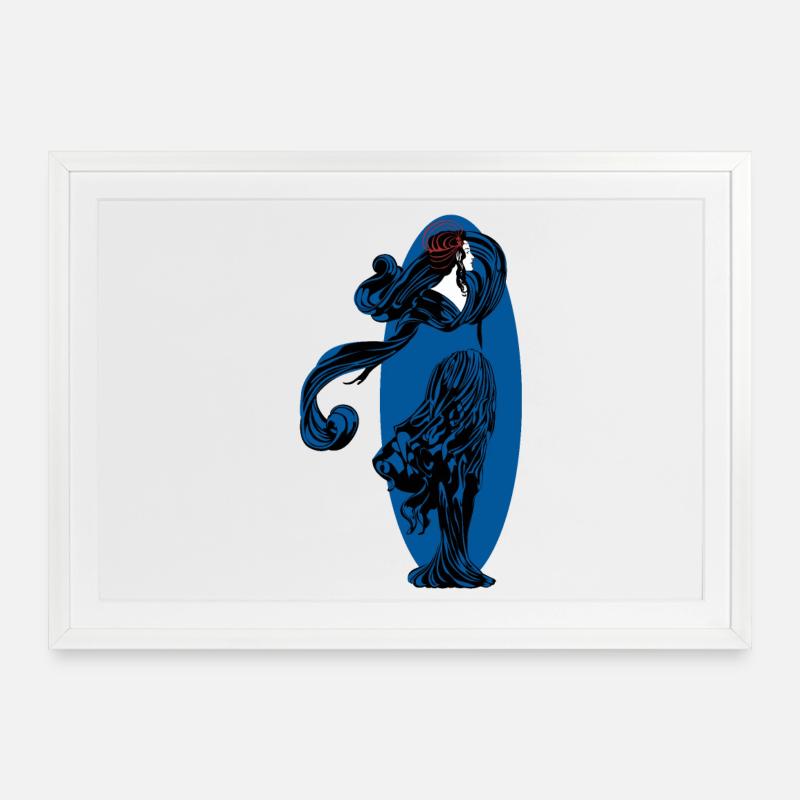 Frauen Silhouette - Gerahmtes Poster (69 × 49 cm) - Weiß