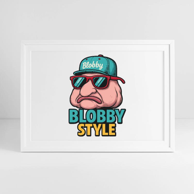 Blobby Style Cartoon Tee Framed poster (69 × 49 cm)