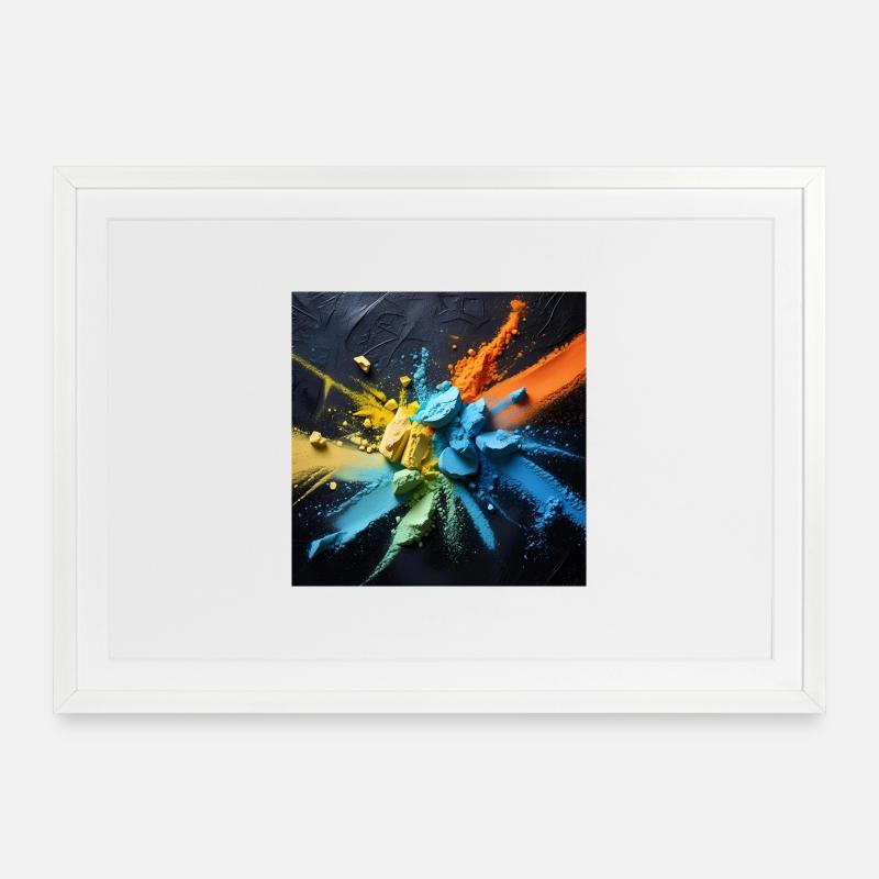 Explosion de poussière arc-en-ciel - Affiche encadrée (69 × 49 cm) - blanc