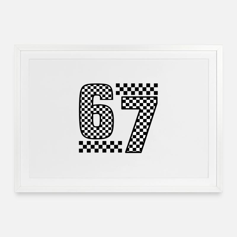 Funny 67 Viral Six Seven Meme - Affiche encadrée (69 × 49 cm) - blanc