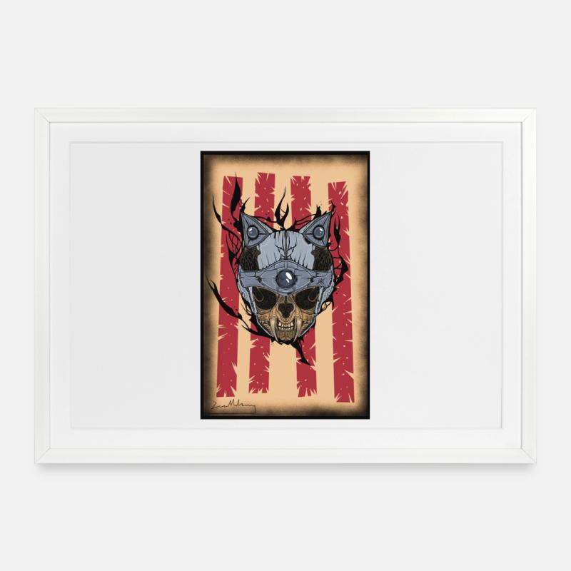 Chat Mech - Affiche encadrée (69 × 49 cm) - blanc