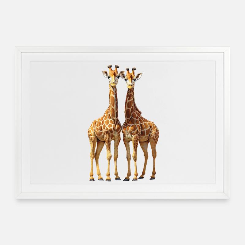 Giraffes - Framed poster (69 × 49 cm) - white