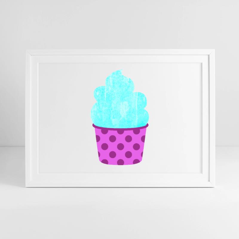 Eis Eiscreme Eiskrem Dots Punkte Softeis Sommer Framed poster (69 × 49 cm)