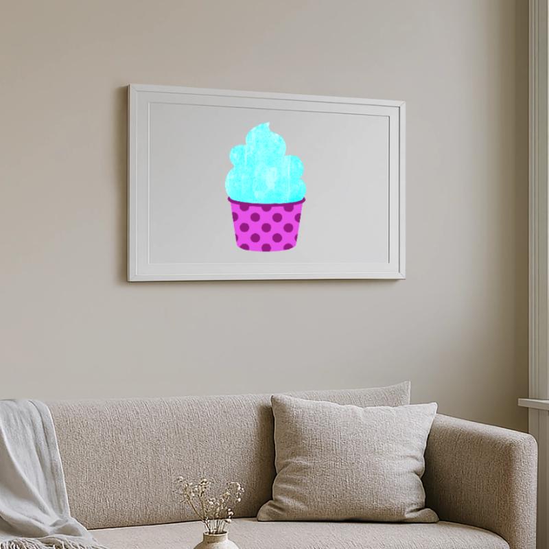 Eis Eiscreme Eiskrem Dots Punkte Softeis Sommer Framed poster (69 × 49 cm)