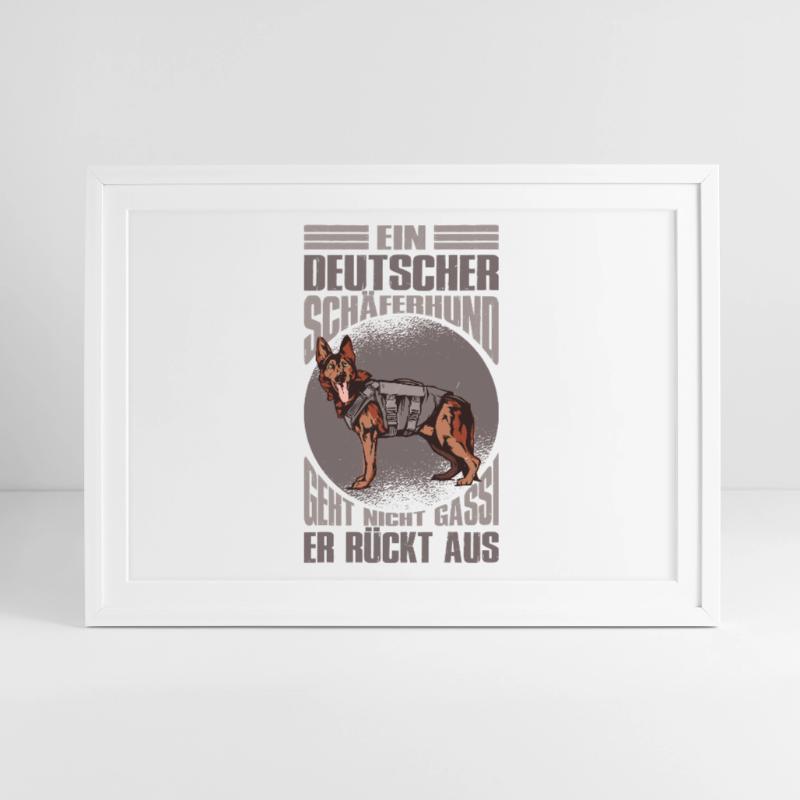 Schäferhund Geschenke Hund Herrchen Gassi Gerahmtes Poster (69 × 49 cm)