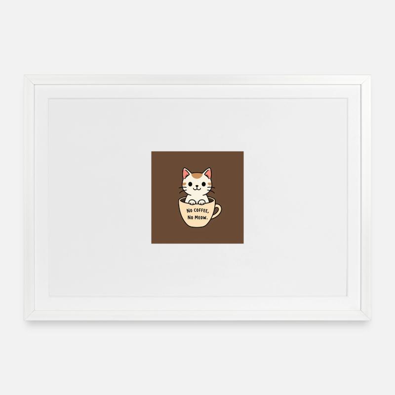 Katzenkaffee Spruch Design - Gerahmtes Poster (69 × 49 cm) - Weiß
