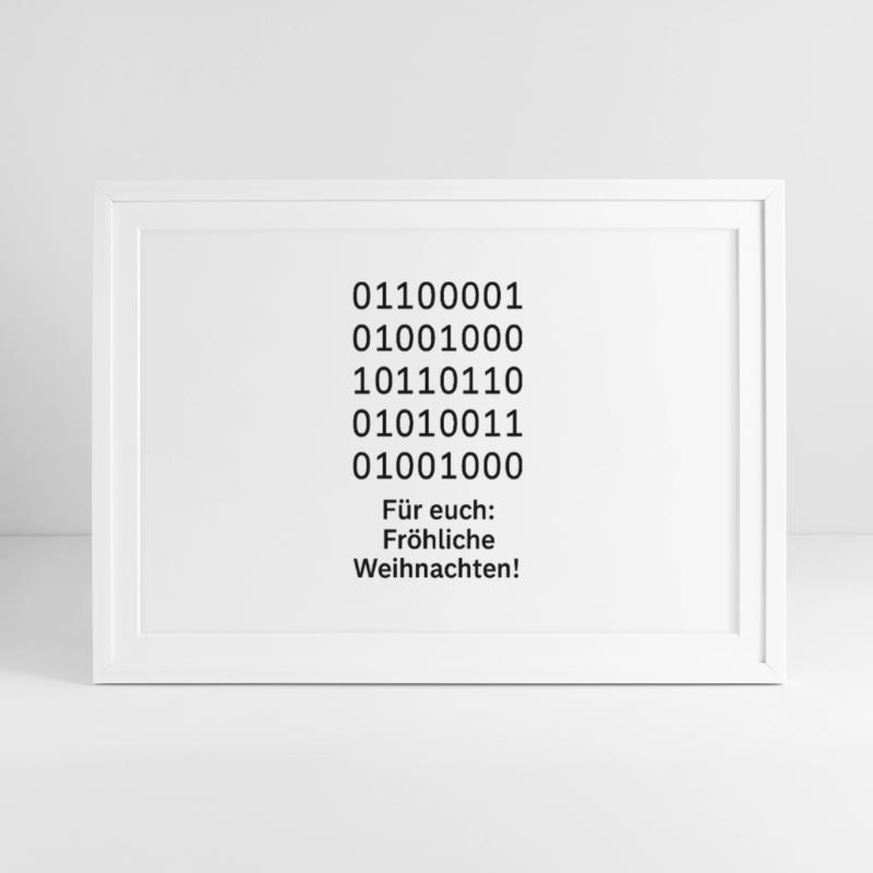 Binary Code Weihnachtszauber Gerahmtes Poster (69 × 49 cm)