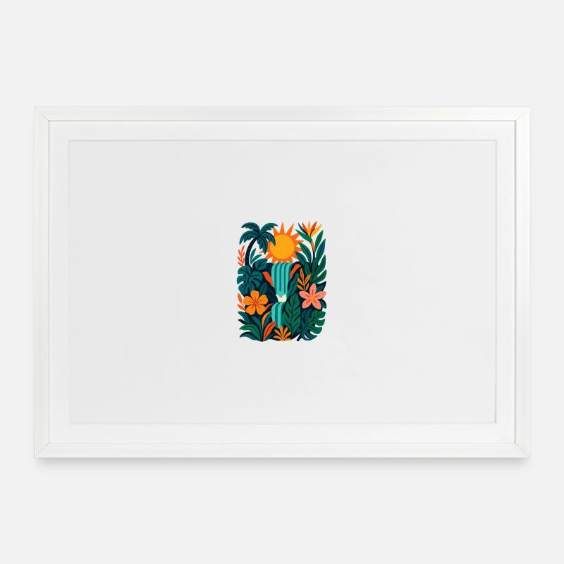 Lebendiger Dschungel - Gerahmtes Poster (69 × 49 cm) - Weiß