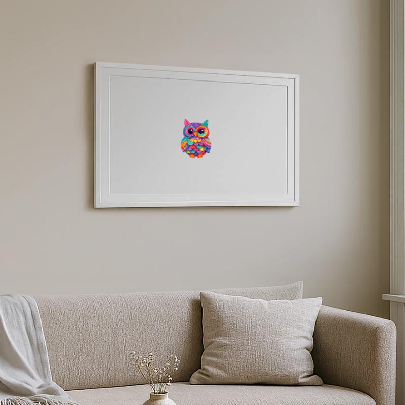 Patchwork Owl Magic Framed poster (69 × 49 cm)
