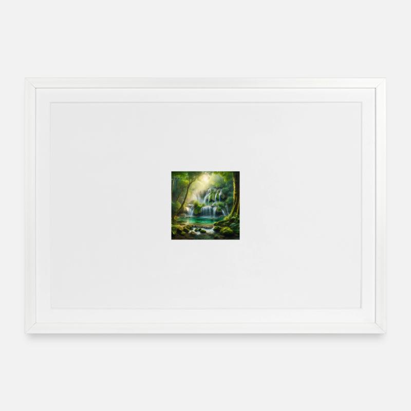 Cascade des rêves - Affiche encadrée (69 × 49 cm) - blanc