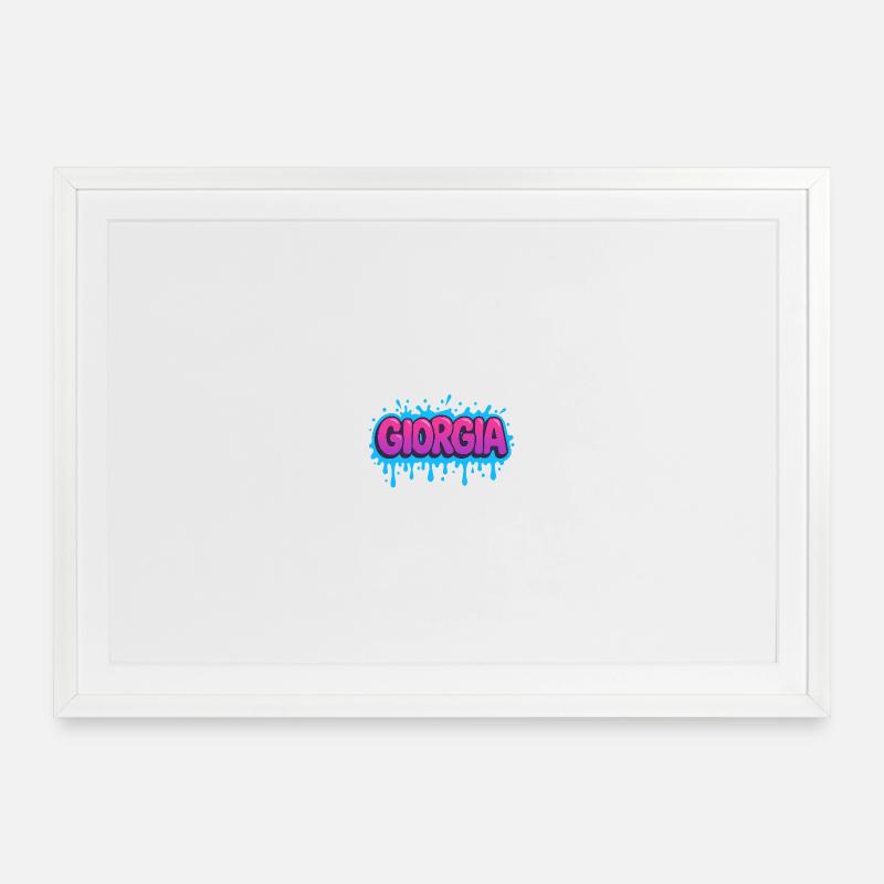 Graffiti  Georgia Prénom cadeau idéal imprimable - Affiche encadrée (69 × 49 cm) - blanc