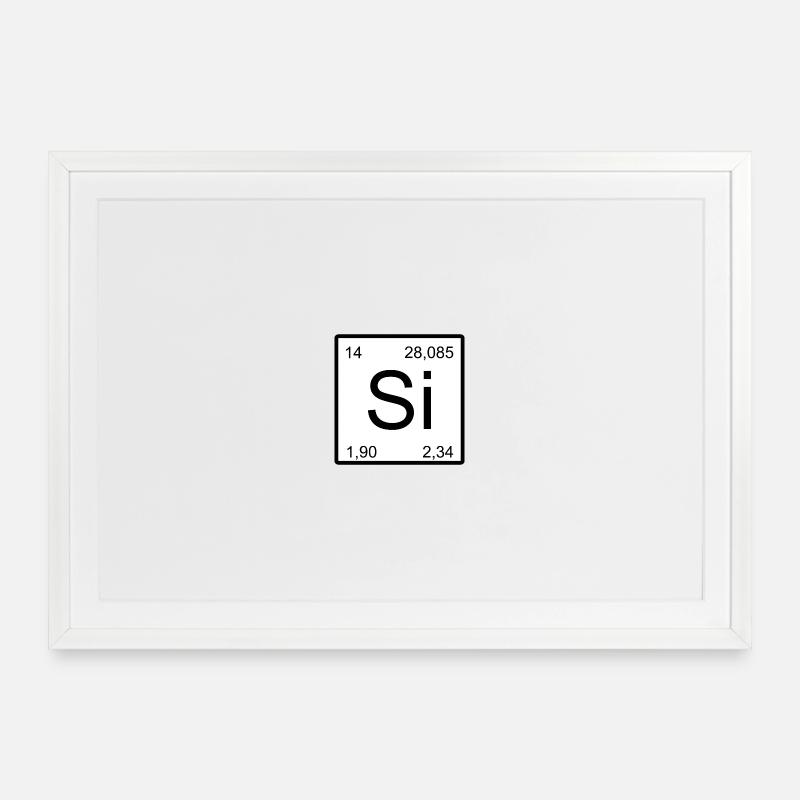 Si Silicon Symbole Art - Affiche encadrée (69 × 49 cm) - blanc