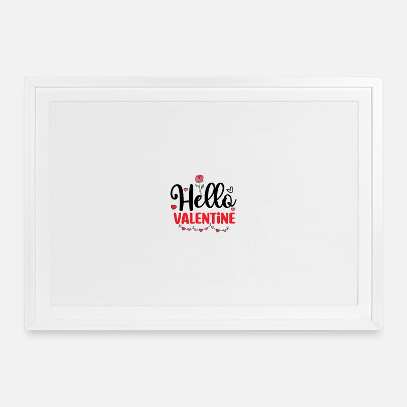 Conception romantique de coeur floral de la Saint-Valentin - Affiche encadrée (69 × 49 cm) - blanc