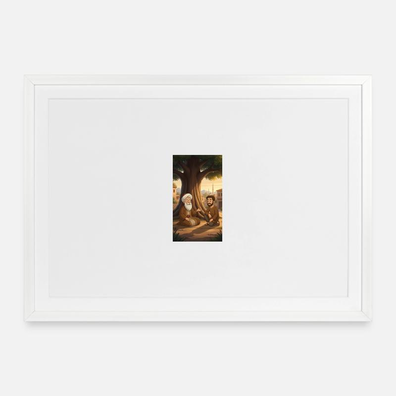 Wisdom under the tree: nature & tranquility - Framed poster (69 × 49 cm) - white