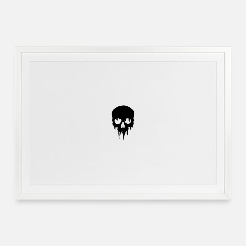 Crâne effrayant - Design d’Halloween - Affiche encadrée (69 × 49 cm) - blanc