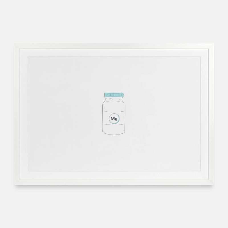 Nahrungsergänzung Magnesium Protein - Gerahmtes Poster (69 × 49 cm) - Weiß