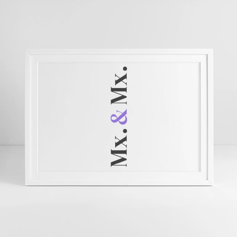 Mx. and Mx. Wedding Design in Vertical Type Stack Framed poster (69 × 49 cm)