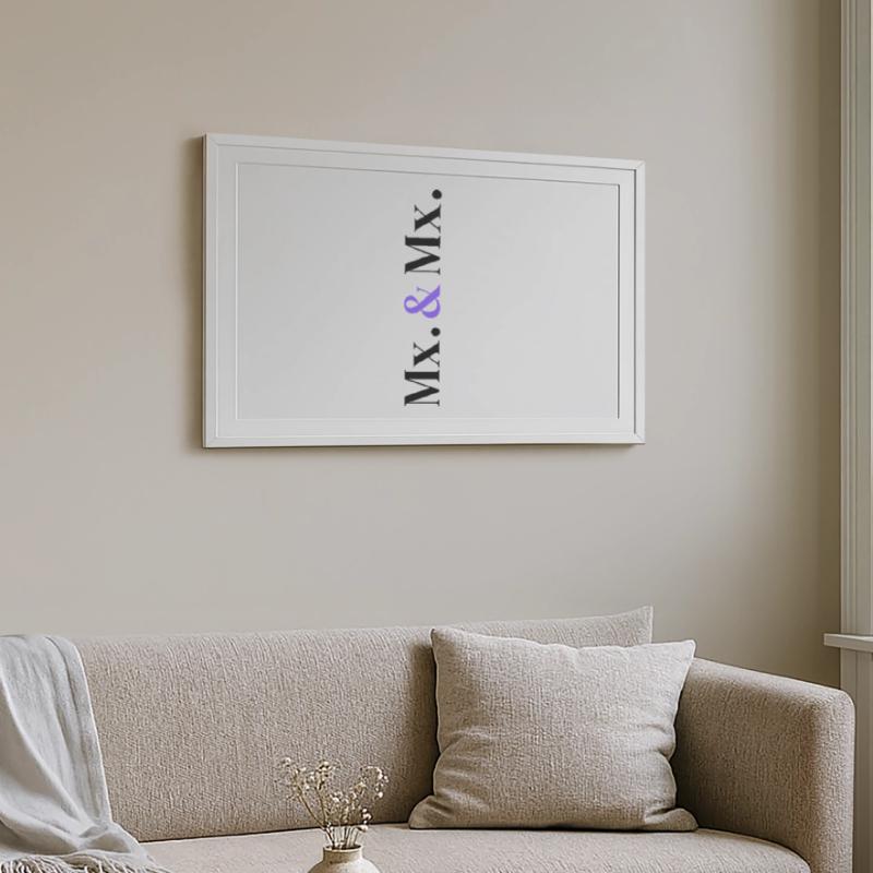 Mx. and Mx. Wedding Design in Vertical Type Stack Framed poster (69 × 49 cm)