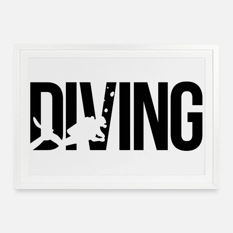 diving plongée sous-marine - Affiche encadrée (69 × 49 cm) - blanc