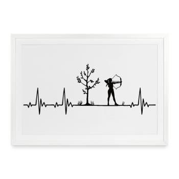 Bogenschiessen Herzschlag Bogenschützin Heartbeat - Gerahmtes Poster (69 × 49 cm) - Weiß - Vorne