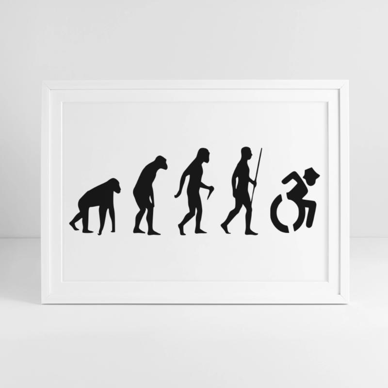 Evolution Rollstuhl. Die Rollstuhl-Evolution * Gerahmtes Poster (69 × 49 cm)