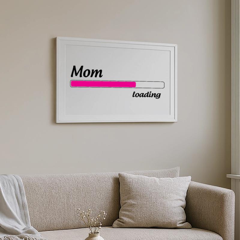 Maman loading... Please Wait - Future Mère Affiche encadrée (69 × 49 cm)