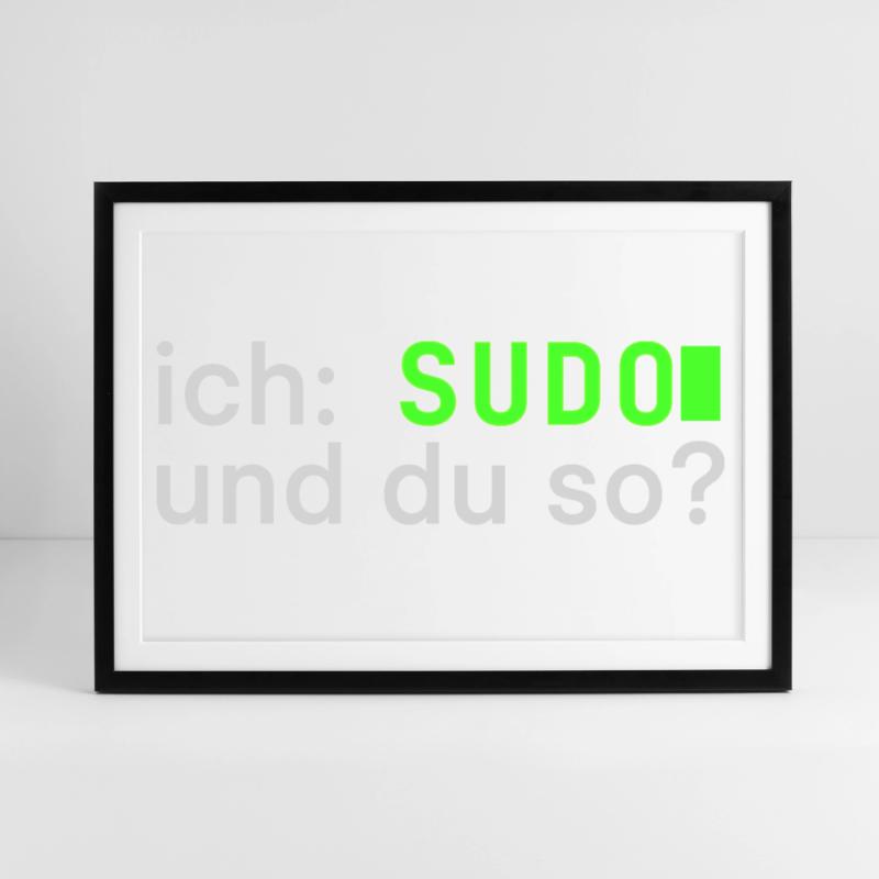 ich: SUDO und du so? Linux Spruch - Programmierer Gerahmtes Poster (69 × 49 cm)