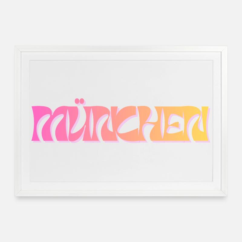 Muenchen_Schriftzug Bavière - Affiche encadrée (69 × 49 cm) - blanc
