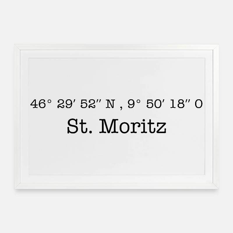 Coordinates Sankt Moritz Switzerland - Framed poster (69 × 49 cm) - white