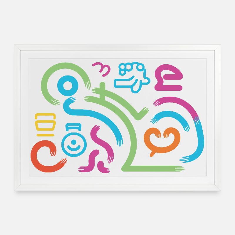 Lebendiger abstrakter Farbstrudel - Gerahmtes Poster (69 × 49 cm) - Weiß