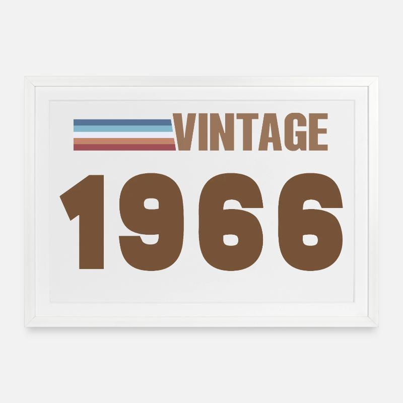 T-Shirt 60 Ans 1966 Script Manuscrit - Affiche encadrée (69 × 49 cm) - blanc