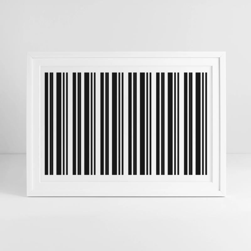 Barcode Strichcode Nerd IT Technik Design Gerahmtes Poster (69 × 49 cm)