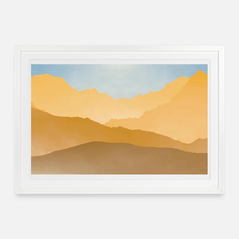 Sommets dorés au lever du soleil - Affiche encadrée (69 × 49 cm) - blanc